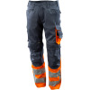 15679-860-01014, size 90C51   trousers with knee pockets, men /women, SAFE SUPREME, bluish black/hi-vis orange