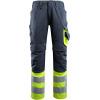 15679-860-01017, size 90C52   trousers with knee pockets, men /women, SAFE SUPREME, bluish black/hi-vis yellow