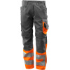 15679-860-1814, size 90C56   trousers with knee pockets, men /women, SAFE SUPREME, dark anthracite/hi-vis orange