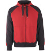 50566-963-0209, Gr.2XL  Kapuzensweatshirt mit Reißverschluss, Herren/Damen, UNIQUE, rot/schwarz