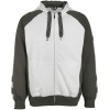 50566-963-0618, Gr.4XL  Kapuzensweatshirt mit Reißverschluss, Herren/Damen, UNIQUE, weiß/dunkelanthrazit