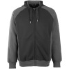 50566-963-0918, Gr.M  Kapuzensweatshirt mit Reißverschluss, Herren/Damen, UNIQUE, schwarz/dunkelanthrazit