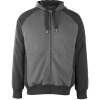 50566-963-1809, Gr.2XL  Kapuzensweatshirt mit Reißverschluss, Herren/Damen, UNIQUE, dunkelanthrazit/schwarz