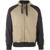 50566-963-5509, Gr.2XL  Kapuzensweatshirt mit Reißverschluss, Herren/Damen, UNIQUE, hellkhaki/schwarz