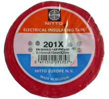 Nitto 201X, 15 mm x 25 m   insulating tape, red
