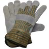 1312, Gr.10  Rindspaltlederhandschuhe, grün/rot/gelb