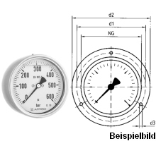 85273831  Rohrfeder-Glyzerinmanometer, RF160GLY D831, GB160-FR/400