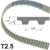 8 T2,5/540   toothed belt, steel cord, PU, Megapower