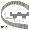 10 T10/1010 D   toothed belt, steel cord, PU, Megapower 2 D