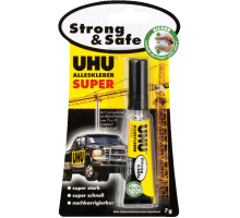 46960, 7 g Tube, Infokarte  UHU Alleskleber, Super Strong <(>&<)> Safe