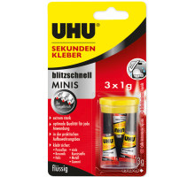 45415, Minis, 3 x 1 g Tube  UHU Blitzschnell, Sekundenkleber