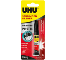 45570, 3 g Pipette, Infokarte  UHU Blitzschnell, Sekundenkleber
