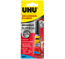 48790, 3 g Tube, Infokarte  UHU Blitzschnell, Supergel, Sekundenkleber