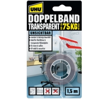 45375, 1,5 m Rolle  UHU Transparent, Doppelklebeband