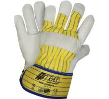 1403C, size 10   cowhide full leather gloves, yellow/blue