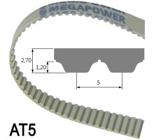 25 AT5/525  Zahnriemen, Stahlcord, PU, Megapower