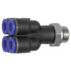 216.005-4  Mehrfachverteiler, Blaue Serie, 4-fach, drehbar, M5 außen, Dmr. 4 mm