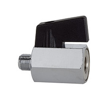 375.10  Mini-Kugelhahn, glatte Oberfläche, Messing vernickelt, G 1/8 IG/AG, DN 8
