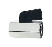 375.02  Mini-Kugelhahn, glatte Oberfläche, Messing vernickelt, G 3/8 IG, DN 8