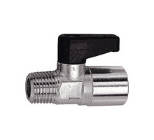 371.04  Mini-Kugelhahn, mit Drehgriff, Messing vernickelt, R/Rp 1/4 AG/1/8 IG