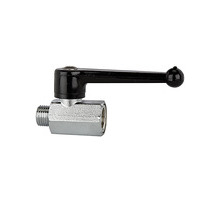 374.33  Mini-Kugelhahn, sandgestrahlt, Messing vernickelt, mit Handhebel, G 1/2 IG/AG