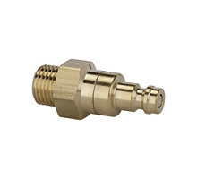 243.031-B  Nippel, für Kupplungen NW 5, beidseitig absperrend, Messing blank, G 1/8 AG
