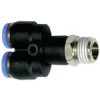 134.012-10  Y-Steckverschraubung, Blaue Serie, drehbar, R 1/2 außen, Dmr. 10 mm