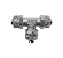 14.800-6-E  T-Verbinder, value line, für Schlauch 6/4, Messing vernickelt