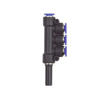 224.008-6  T-Mehrfachverteiler, 3-fach, Stecknippel 8 mm, Blaue Serie, Schlauch-Dmr. 3x6