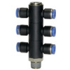 175.012-12  T-Mehrfachverteiler, Blaue Serie, 6-fach, drehbar, R 1/2 außen, Dmr. 12 mm