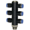 177.012-12  T-Mehrfachverteiler, Blaue Serie, 6-fach, drehbar, G 1/2 außen, Dmr. 12 mm