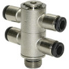 761.014-10 M  T-Mehrfachverteiler, 4-fach, click-clock, drehbar, G 1/4 außen, Dmr. 10 mm