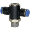 166.014-10  T-Steckverschraubung, Blaue Serie, drehbar, R 1/4 außen, Dmr. 10 mm