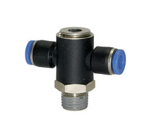 166.038-12  T-Steckverschraubung, Blaue Serie, drehbar, R 3/8 außen, Dmr. 12 mm