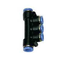 146.1008  T-Mehrfachverteiler, Steckanschluss, Blaue Serie, für Schlauch-Dmr. 2x10/3x8