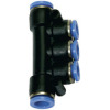 146.0604  T-Mehrfachverteiler, Steckanschluss, Blaue Serie, für Schlauch-Dmr. 2x6/3x4