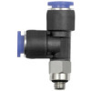 129.003-3M  T-Steckverschraubung, Blaue Serie mini, L-Form, drehbar, M3