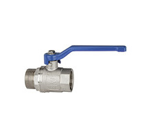 335.02-E  Kugelhahn, valve line, mit Handhebel blau, Messing vernickelt, IG/AG, G 1/4