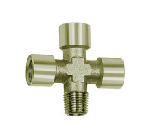 N 255.14  Kreuzstück, 3x innen, 1x außen, G/R 1/2, SW 21, Messing vernickelt