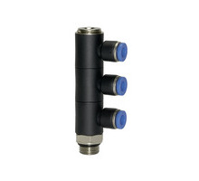172.012-12  L-Mehrfachverteiler, Blaue Serie, 3-fach, drehbar, G 1/2 außen, Dmr. 12 mm