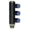 172.012-10  L-Mehrfachverteiler, Blaue Serie, 3-fach, drehbar, G 1/2 außen, Dmr. 10 mm
