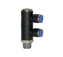 164.012-10  L-Mehrfachverteiler, Blaue Serie, 2-fach, drehbar, R 1/2 außen, Dmr. 10 mm