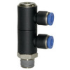 164.012-10  L-Mehrfachverteiler, Blaue Serie, 2-fach, drehbar, R 1/2 außen, Dmr. 10 mm