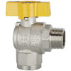 350.303  Kugelhahn, Eckform, EN 331, Messing vernickelt, IG/AG, R/Rp 1/2, DN 15