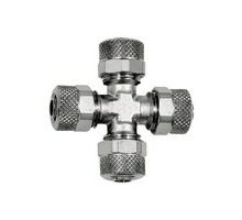 17.800-5  Kreuzverbindung, für Schlauch 5/3 mm, SW 8, Messing vernickelt