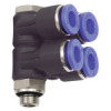 214.012-12  L-Mehrfachverteiler, Blaue Serie, 4-fach, drehbar, G 1/2 außen, Dmr. 12 mm