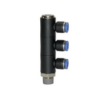 165.012-8  L-Mehrfachverteiler, Blaue Serie, 3-fach, drehbar, R 1/2 außen, Dmr. 8 mm