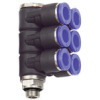 225.012-12  L-Mehrfachverteiler, Blaue Serie, 6-fach, drehbar, G 1/2 außen, Dmr. 12 mm