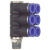 226.012-12  L-Mehrfachverteiler, Blaue Serie, 6-fach, drehbar, R 1/2 außen, Dmr. 12 mm