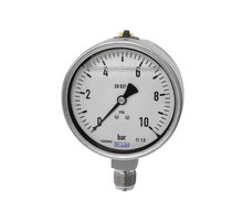 740/4-100   glycerine pressure gauge, CrNi-steel, simple scale, G 1/2 bottom, -1/+5 bar, diameter 100
